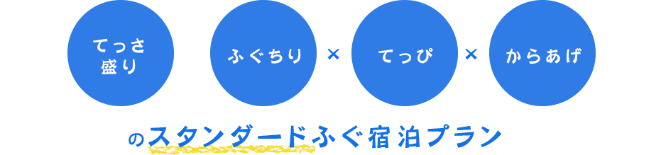 『てっさ盛り×ふぐちり×てっぴ×からあげ』のスタンダードふぐ宿泊プラン