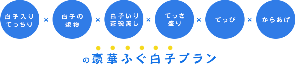 『白子入りてっちり×白子の焼物×白子いり茶碗蒸し×てっさ盛り×てっぴ×からあげ』の豪華ふぐ白子プラン